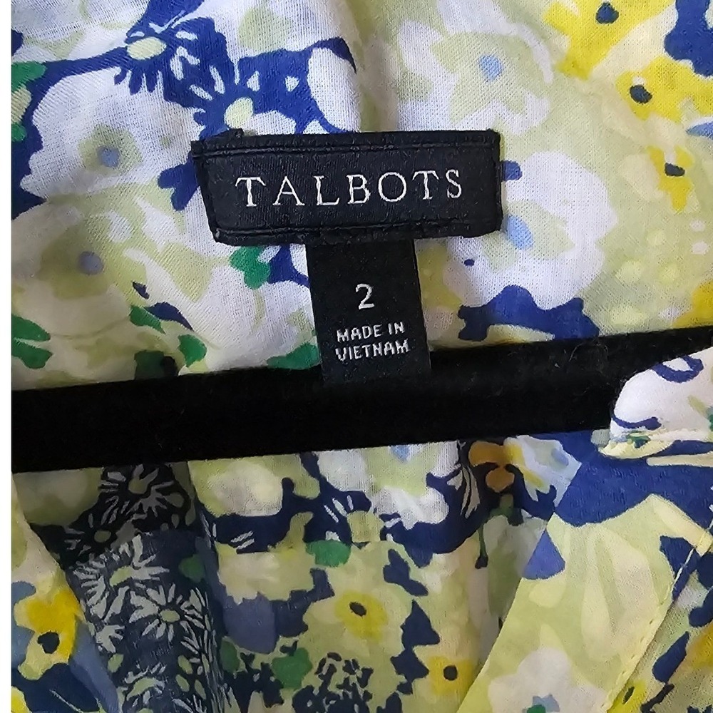 Talbots Floral Print Cotton Blend Button Front Dress -Butterfly Garden Size 2 - Picture 6 of 8